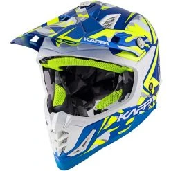 Casco Moto Cross Enduro Kappa KV-39 Army Blu Lucido Giallo