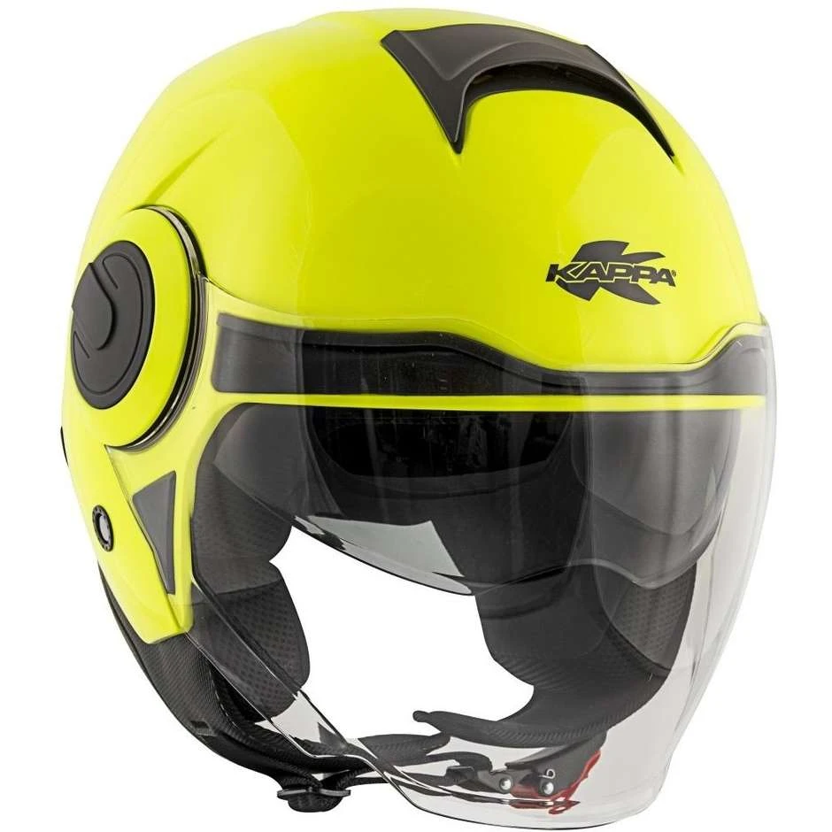 Casco Moto Jet Doppia Visiera Kappa KV37 OREGON Basic Giallo Fluo 4 Casco Moto Jet Doppia Visiera Kappa KV37 OREGON Basic Giallo Fluo - immagine 4
