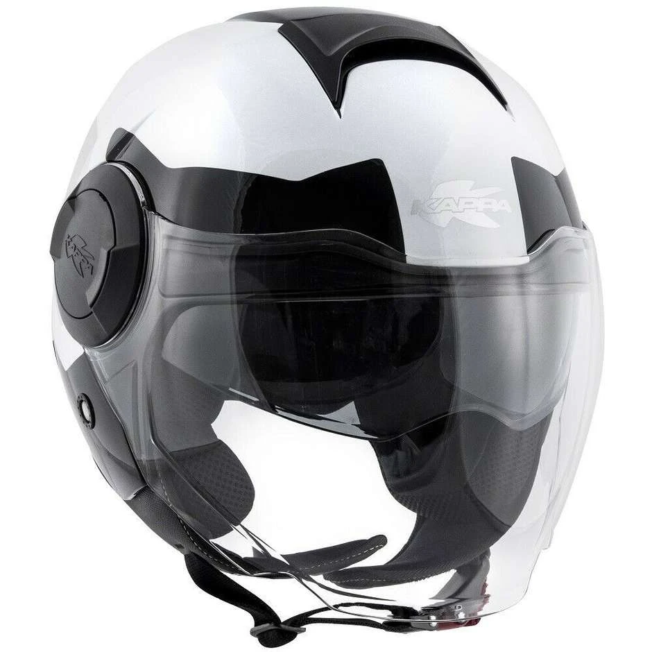 Casco Moto Jet Doppia Visiera Kappa KV37 Oregon Zone Bianco Lucido Nero Argento 2 Casco Moto Jet Doppia Visiera Kappa KV37 Oregon Zone Bianco Lucido Nero Argento - immagine 2