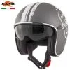 Casco Moto Jet In Fibra Vintage Custom Kappa KV-29 PHILADELPHIA Petrolhead Titanio