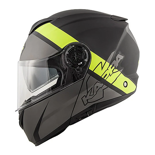 Casco Moto Modulare Kappa KV32 ORLANDO Linear Titanio Opaco Giallo 2 Casco Moto Modulare Kappa KV32 ORLANDO Linear Titanio Opaco Giallo - immagine 2